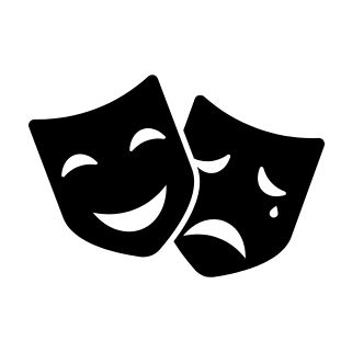 two masks, one happy, one with a sad expression